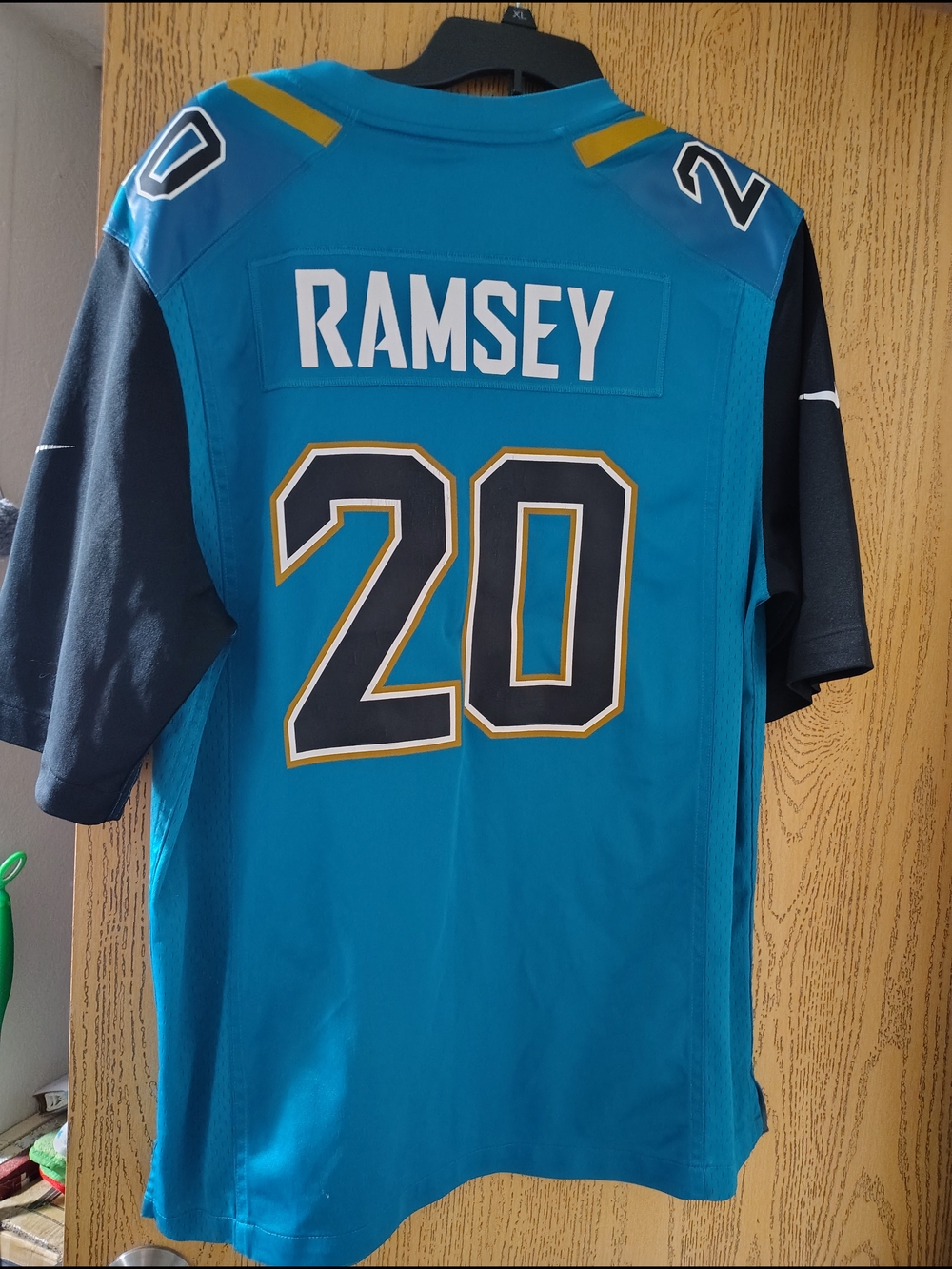 Men's Teal and Black Ramsey #20 Football Jersey